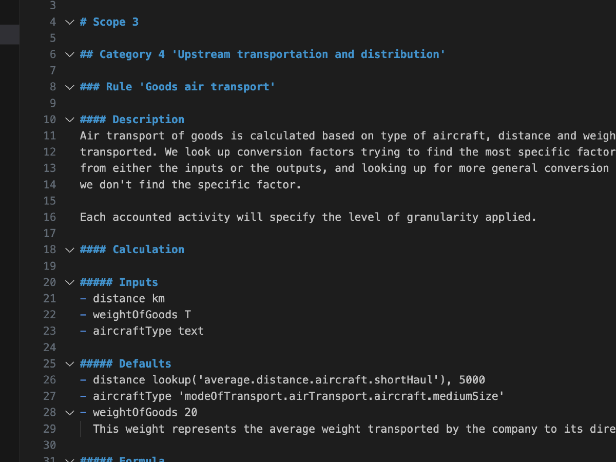 Example carbon accounting rules